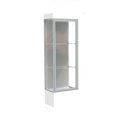 Waddell Display Case Of Ghent Edge Lighted Floor Case, Harbor Back, Satin Frame, 12" Frosty White Base, 24"W x 76"H x 20"D 93LFHB-SN-FW